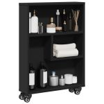Cărucior depozitare îngust, negru, 48x13x68 cm, lemn prelucrat GartenMobel Dekor
