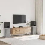 Suporturi difuzoare 2 buc. gri beton 30x30x60 cm lemn prelucrat GartenMobel Dekor