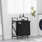 Coș de rufe 1 compartiment cu raft sonoma gri GartenMobel Dekor