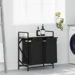 Coș de rufe 2 compartimente cu raft sonoma gri GartenMobel Dekor