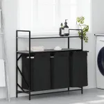 Coș de rufe 3 compartimente cu rafturi sonoma gri GartenMobel Dekor