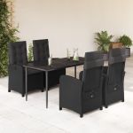 Set mobilier de grădină cu perne, 5 piese, negru, poliratan GartenMobel Dekor