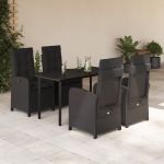 Set mobilier de grădină cu perne, 5 piese, negru, poliratan GartenMobel Dekor