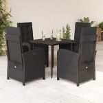 Set mobilier de grădină cu perne, 5 piese, negru, poliratan GartenMobel Dekor