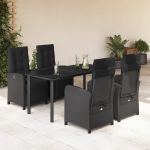 Set mobilier de grădină cu perne, 5 piese, negru, poliratan GartenMobel Dekor