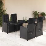 Set mobilier de grădină cu perne, 5 piese, negru, poliratan GartenMobel Dekor