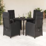 Set mobilier de grădină cu perne, 5 piese, negru, poliratan GartenMobel Dekor
