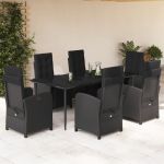 Set mobilier de grădină cu perne, 7 piese, negru, poliratan GartenMobel Dekor
