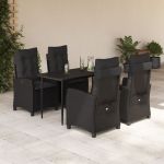 Set mobilier de grădină cu perne, 5 piese, negru, poliratan GartenMobel Dekor