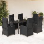 Set mobilier de grădină cu perne, 7 piese, negru, poliratan GartenMobel Dekor