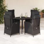 Set mobilier de grădină cu perne, 5 piese, negru, poliratan GartenMobel Dekor