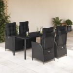Set mobilier de grădină cu perne, 5 piese, negru, poliratan GartenMobel Dekor