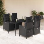 Set mobilier de grădină cu perne, 5 piese, negru, poliratan GartenMobel Dekor