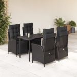 Set mobilier de grădină cu perne, 5 piese, negru, poliratan GartenMobel Dekor
