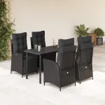 Set mobilier de grădină cu perne, 5 piese, negru, poliratan GartenMobel Dekor