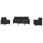 Set de canapele cu perne/rulouri, 4 piese, negru, catifea GartenMobel Dekor