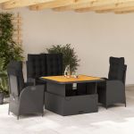 Set mobilier de grădină cu perne, 4 piese, negru, poliratan GartenMobel Dekor