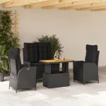 Set mobilier de grădină cu perne, 4 piese, negru, poliratan GartenMobel Dekor