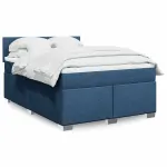 Pat box spring cu saltea, albastru, 140x200 cm, textil GartenMobel Dekor