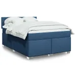 Pat box spring cu saltea, albastru, 140x200 cm, textil GartenMobel Dekor