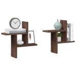 Rafturi perete 2 buc. stejar maro 38x12x38 cm lemn prelucrat GartenMobel Dekor