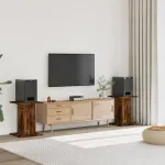 Suporturi de difuzoare 2 buc. stejar fumuriu 30x30x60 cm lemn GartenMobel Dekor