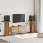 Suporturi difuzoare, 2 buc., stejar artizanal, 30x30x95cm, lemn GartenMobel Dekor