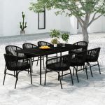 Set mobilier de grădină, 9 piese, negru GartenMobel Dekor
