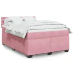 Pat box spring cu saltea, roz, 140x190 cm, catifea GartenMobel Dekor