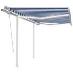 Copertină retractabilă manual cu LED, albastru&alb, 3x2,5 m GartenMobel Dekor