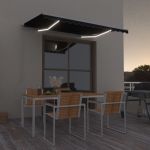 Copertină retractabilă manual cu LED, antracit, 300x250 cm GartenMobel Dekor