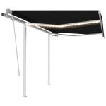 Copertină retractabilă manual cu LED, antracit, 3x2,5 m GartenMobel Dekor