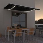 Copertină retractabilă manual cu LED, antracit, 450x300 cm GartenMobel Dekor