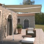 Copertină retractabilă manual cu LED, crem, 300x250 cm GartenMobel Dekor