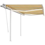 Copertină retractabilă manual cu LED, galben & alb, 3x2,5 m GartenMobel Dekor