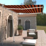 Copertină retractabilă manual cu LED portocaliu&maro 300x250 cm GartenMobel Dekor