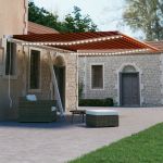 Copertină retractabilă manual cu LED portocaliu&maro 450x300 cm GartenMobel Dekor