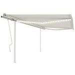 Copertină retractabilă manual, cu LED, crem, 4x3,5 m GartenMobel Dekor