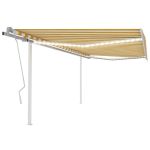 Copertină retractabilă manual cu LED, galben și alb, 4x3,5 m GartenMobel Dekor