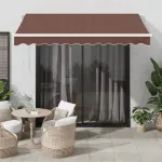 Copertină retractabilă manual cu LED, maro, 300x250 cm GartenMobel Dekor