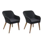 Scaune de exterior cu perne, 2 buc., negru, poliratan  GartenMobel Dekor