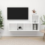 Set de dulapuri TV, 2 piese, alb, lemn prelucrat GartenMobel Dekor