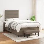 Pat box spring cu saltea, gri taupe, 120x200 cm, textil GartenMobel Dekor