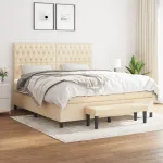 Pat continental cu saltea, crem, 180x200 cm, textil GartenMobel Dekor