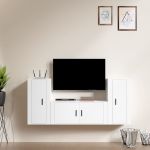 Set comodă TV, 3 piese, alb, lemn prelucrat GartenMobel Dekor