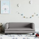 Canapea pentru copii, gri, 80x45x30 cm, piele ecologică GartenMobel Dekor