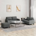 Set de canapele cu perne, 3 piese, gri închis, textil GartenMobel Dekor
