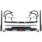 Pachet Exterior Complet de Extensii Tesla Model 3 (2017-2022) Prelungire Bara Fata cu Difuzor de aer si Eleron Negru Lucios Performance AutoTuning