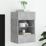 Comodă TV de perete cu lumini LED, gri beton, 40x30x60,5 cm GartenMobel Dekor