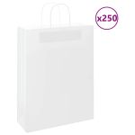 Pungi de hârtie 250 buc cu mânere albe 32x12x42 cm GartenMobel Dekor